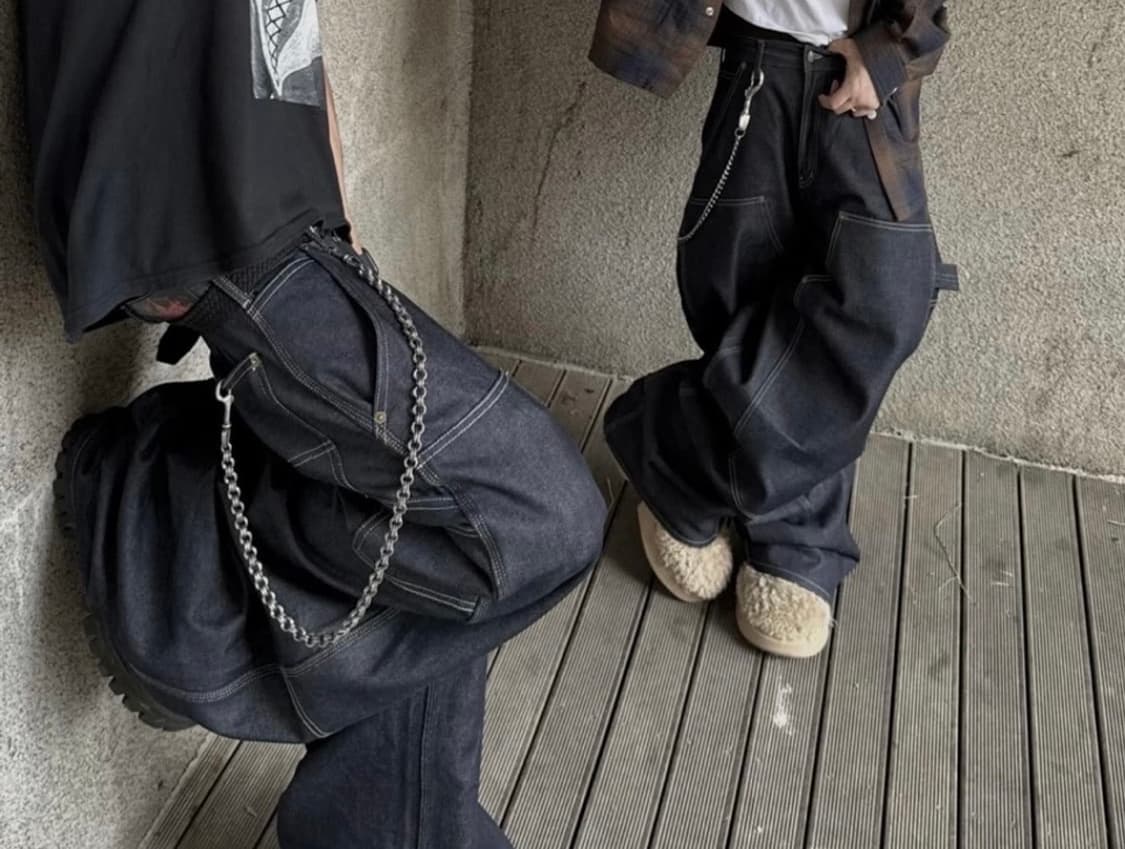 [2] 에모스탠스클럽 재패니즈 카펜터 와이드 배기진 데님 상품이미지1