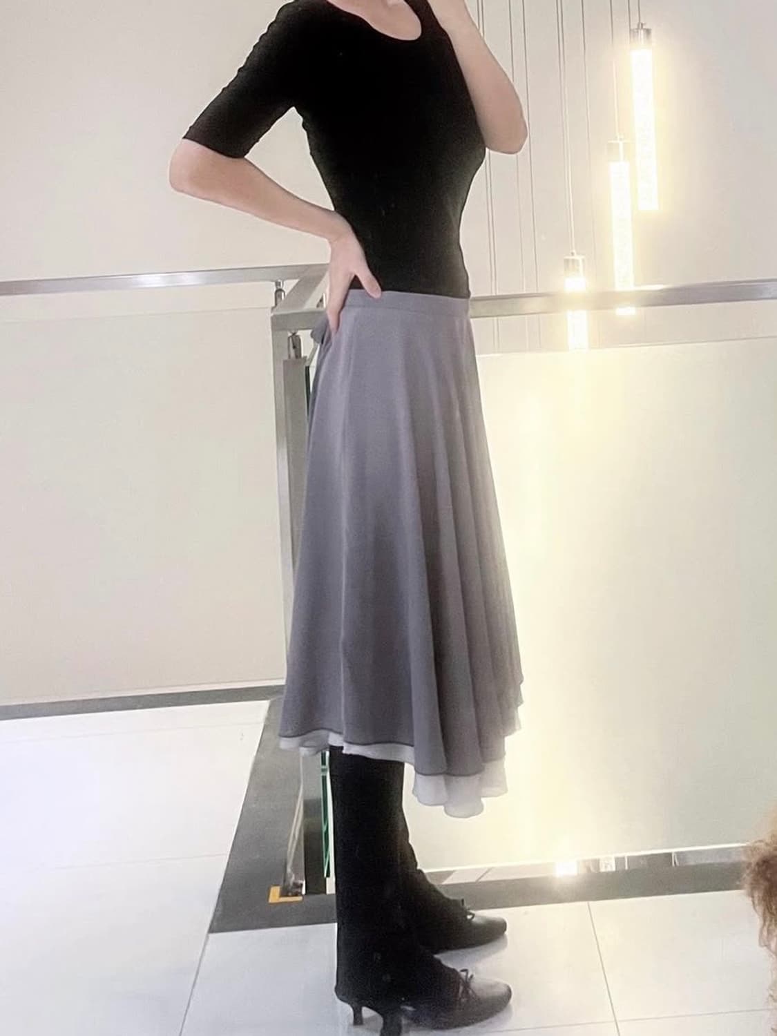 보떼나뛰렐 beaute naturelle 쉬폰 스커트 그레이 상품이미지4