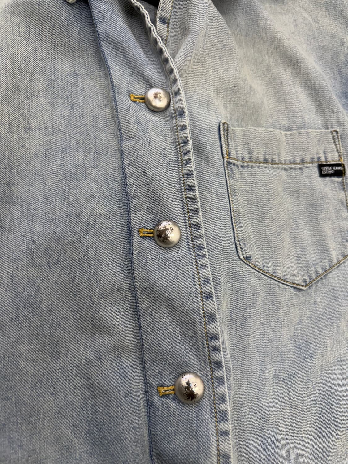 정품) 시스템 한섬 23ss 오버핏 워싱 데님 셔츠 자켓 82 상품이미지4