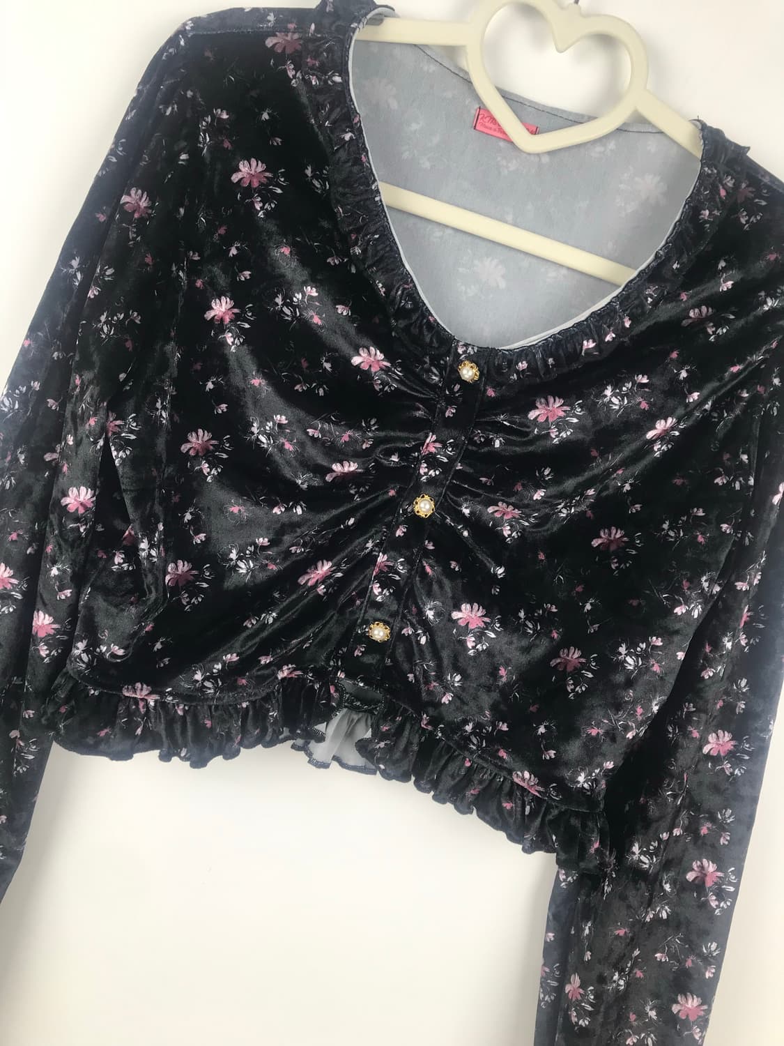 블랙 플로럴 벨벳 셋업 크롭블라우스 스커트세트 빈티지모리걸원피스 대대장급 상품이미지4