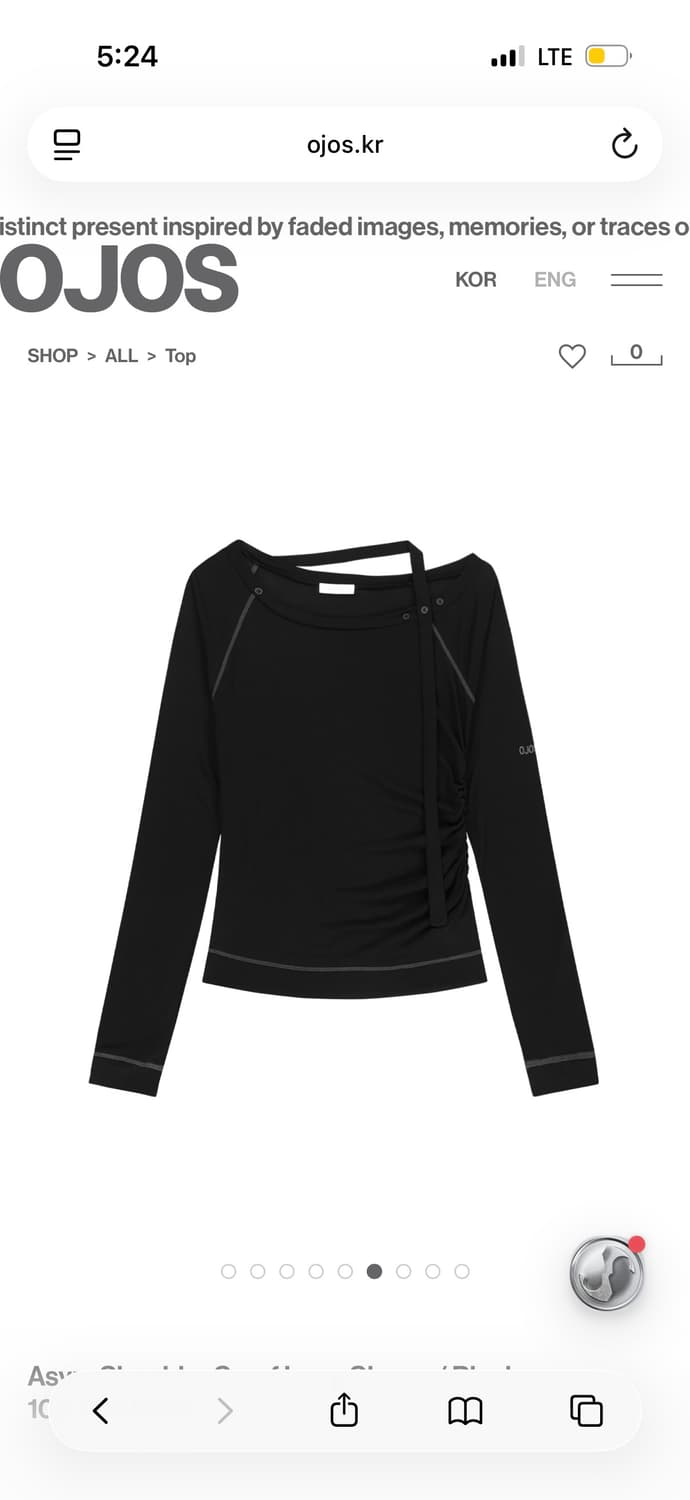 오호스 비대칭 숄더 스카프 긴팔 블랙 상품이미지2