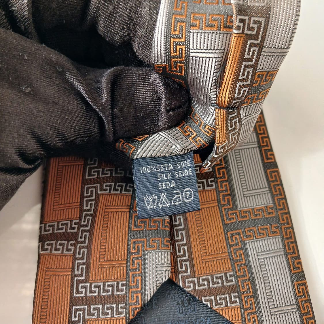 베르사체 실크 브라운 메두사 자수 넥타이 9.6cm A+등급 A19490 상품이미지10