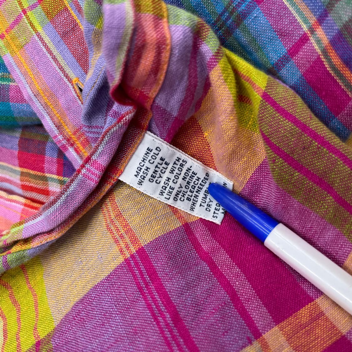 폴로 랄프로렌 네이비포니 비비드 타탄체크 린넨 셔츠 L 상품이미지6