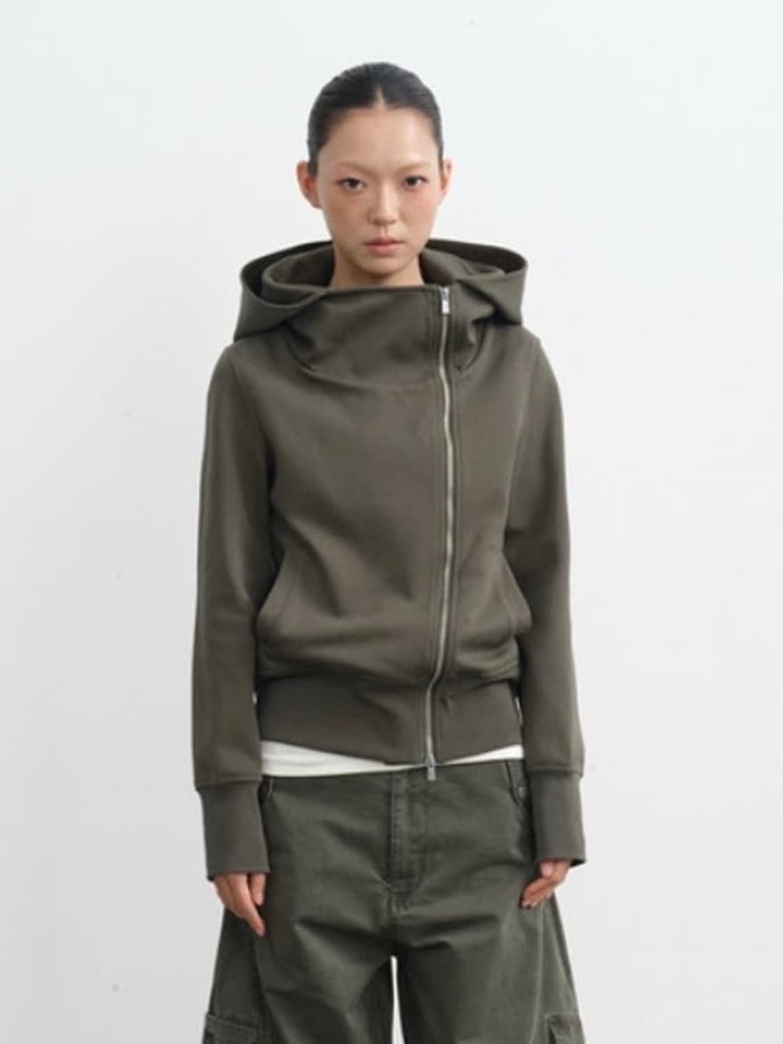 자카나 하이넥 후드집업 카키 S  상품이미지1