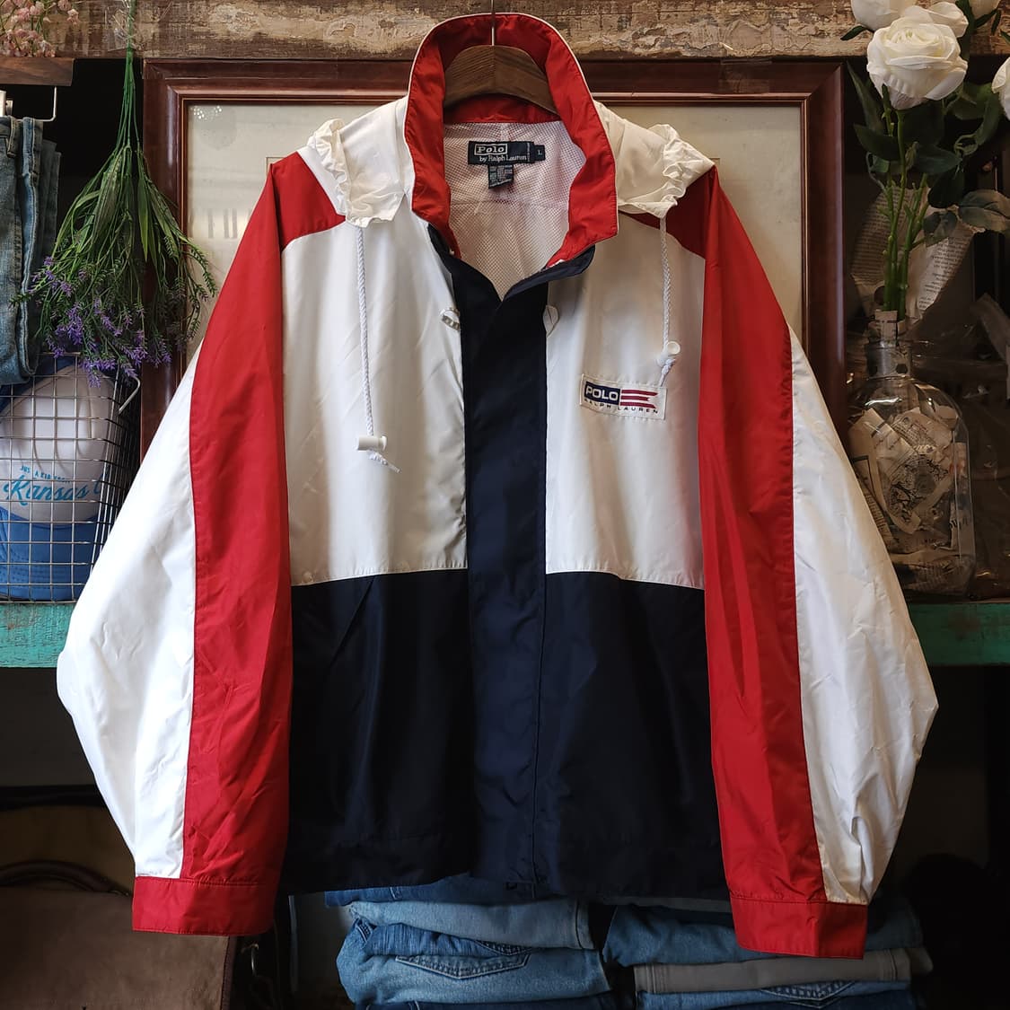 90s 폴로 스포츠 요트자켓 폴로 바람막이 윈드 브레이커 L 상품이미지1