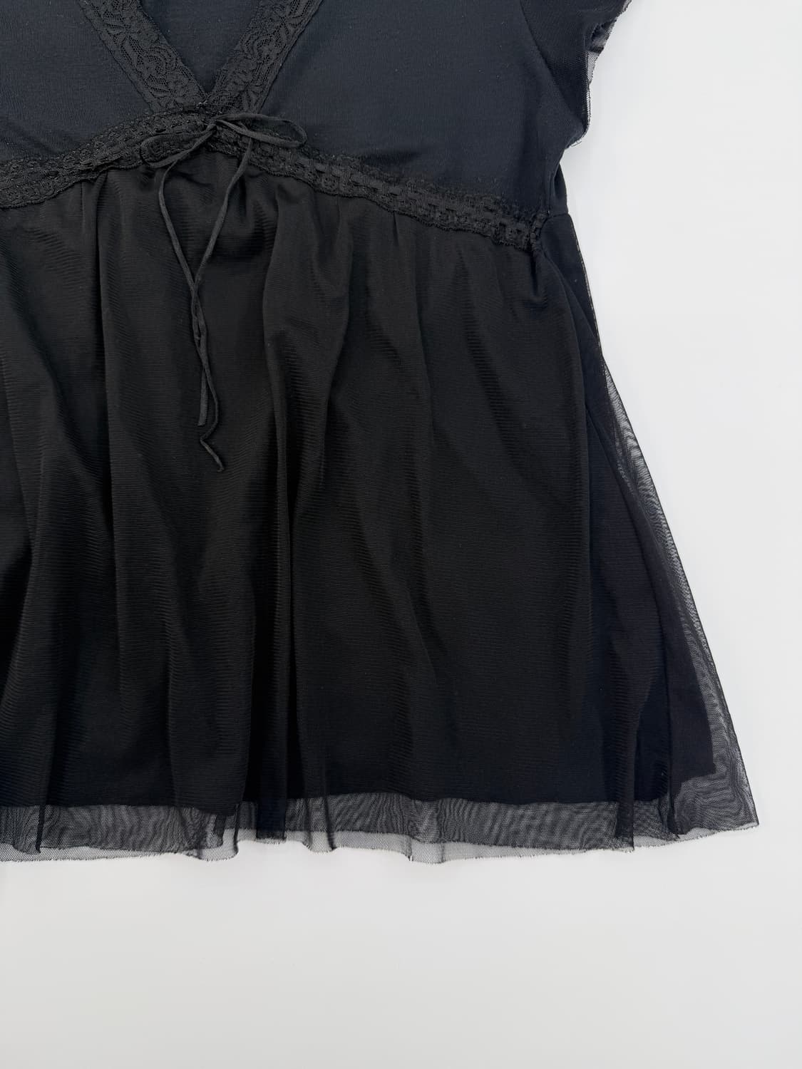 빈티지 블랙 레이스 리본 블라우스 상품이미지5