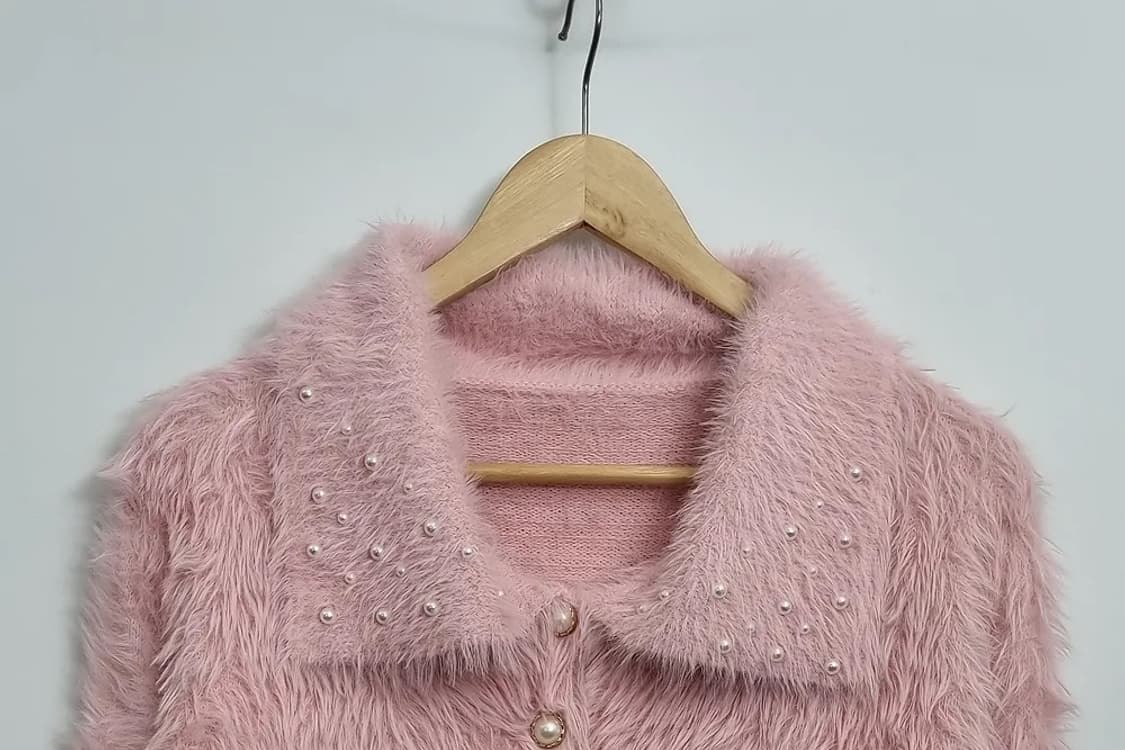 MAUA 빈티지 진주 핑크 가디건 [L] 상품이미지3