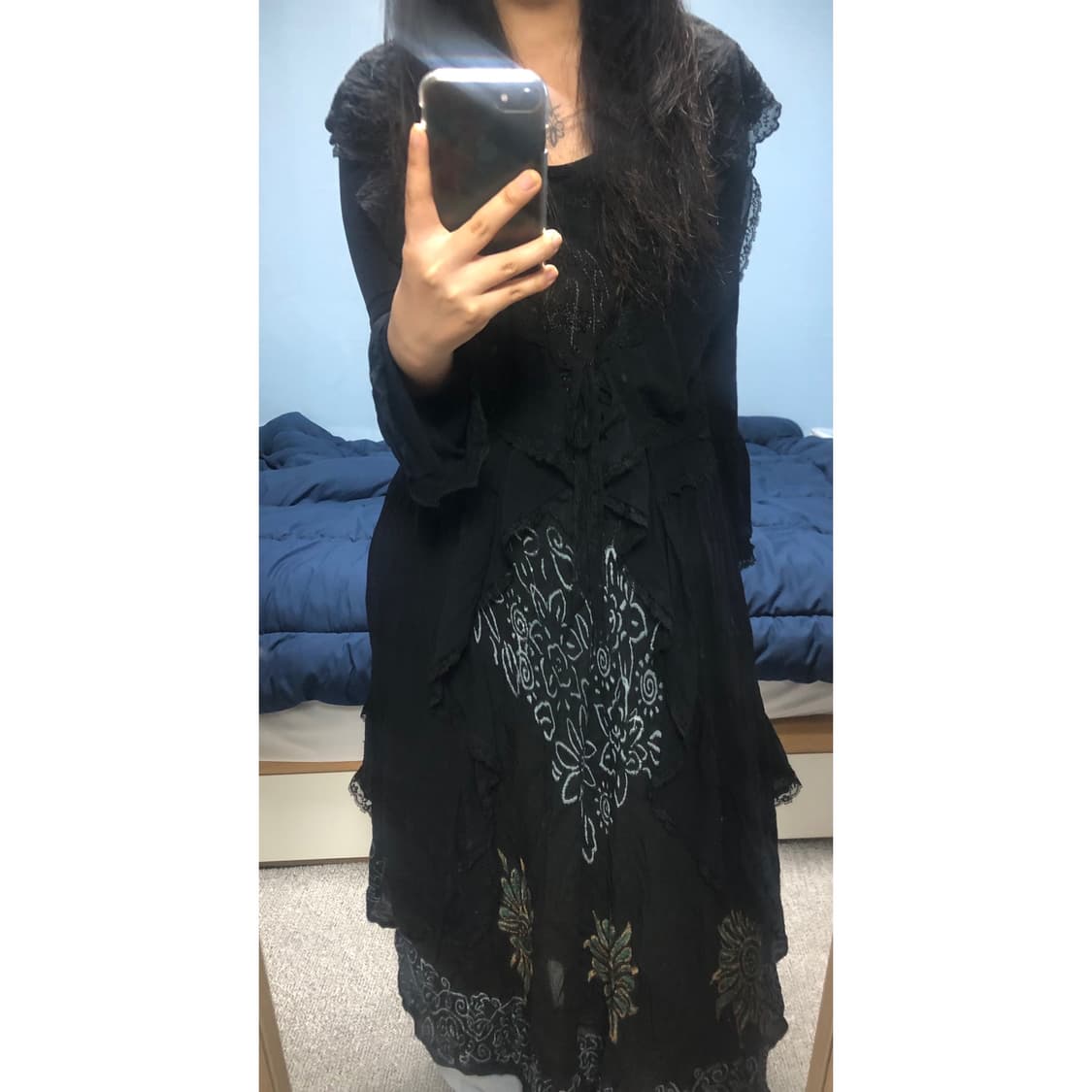 빈티지 구제 플라워 레이스 자수 프릴 여름 긴팔 가디건 상품이미지3