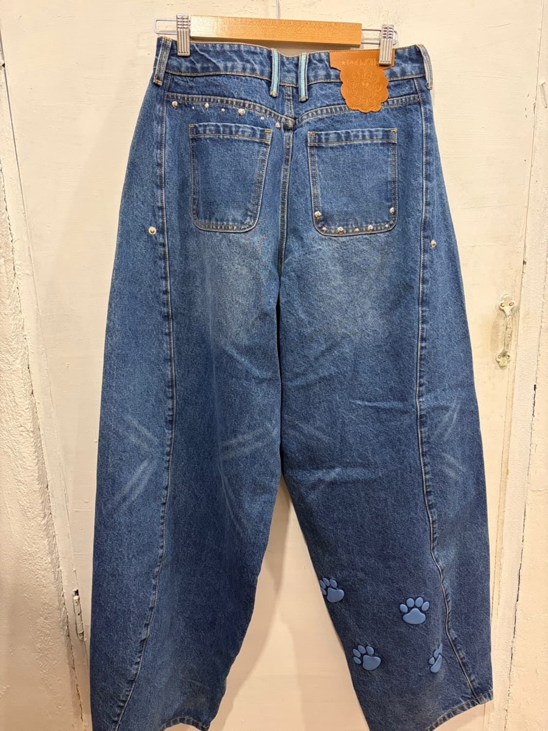 발바닥 프린팅 데님와이드팬츠 상품이미지4