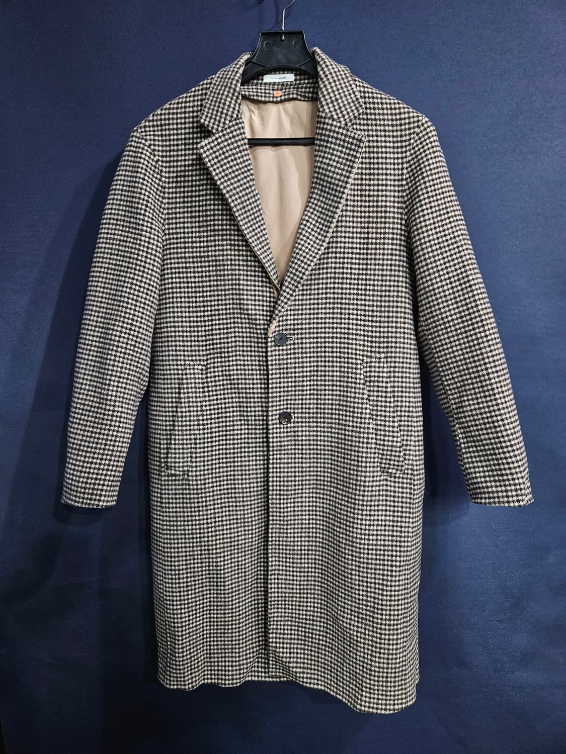 지이크 스트라이프 체크 남성 100 핸드메이드 롱코트  상품이미지1