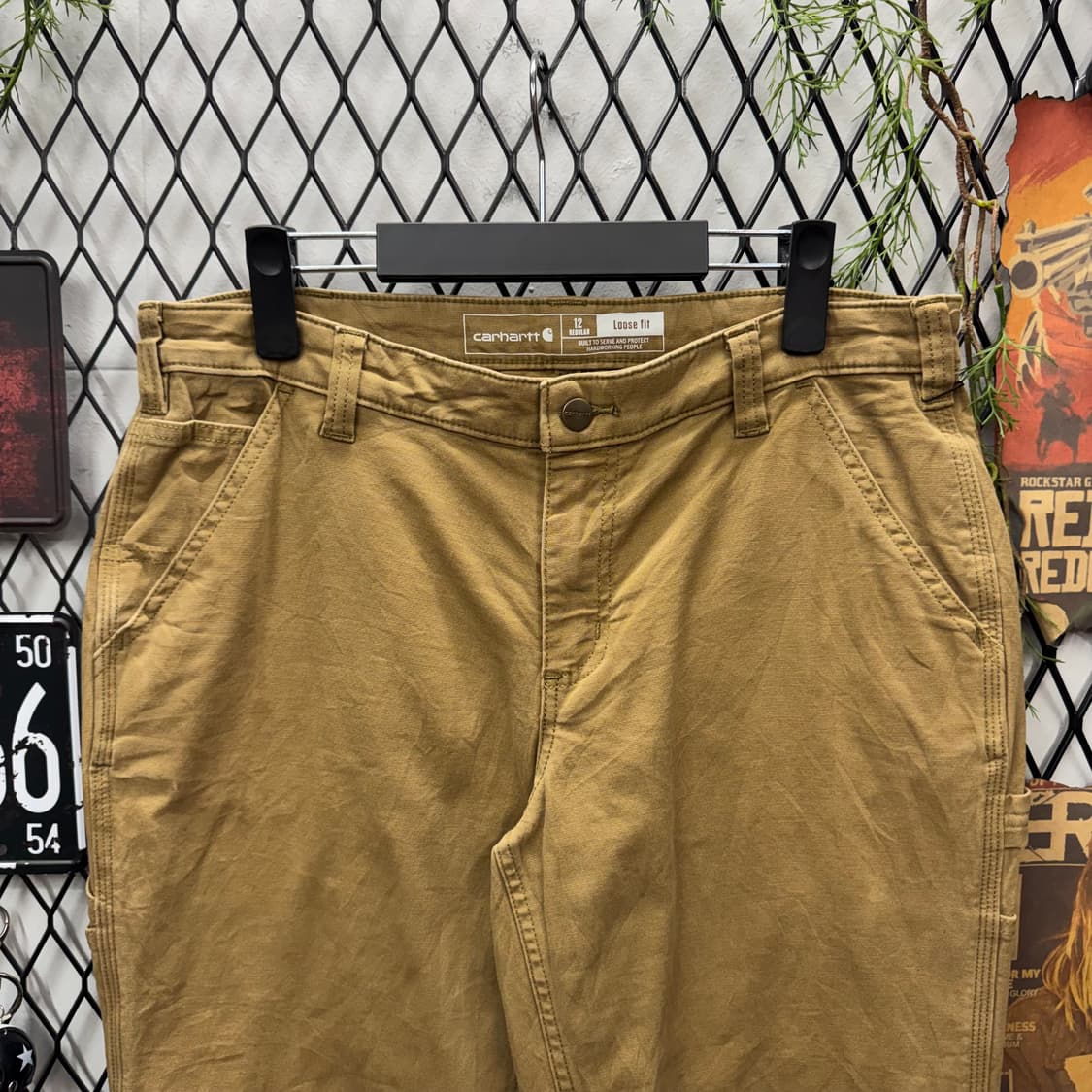 칼하트 루즈핏 덕 카펜터 워크 팬츠 후면 포켓 로고 포인트 브라운 상품이미지3
