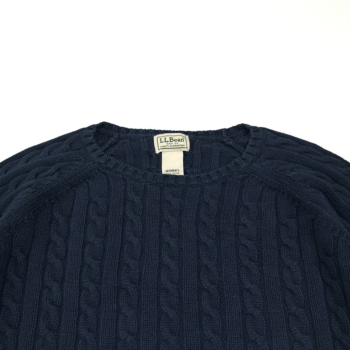 CL075 엘엘빈 코튼 80s홍콩판 래글런 네이비 케이블 니트 스웨터 상품이미지2