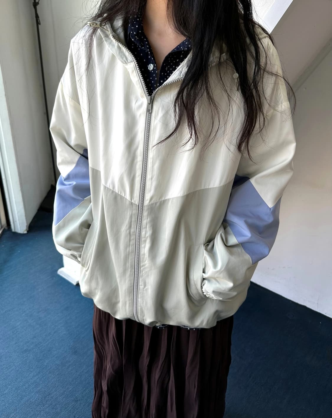 Washed poly panel design wind parka 상품이미지3