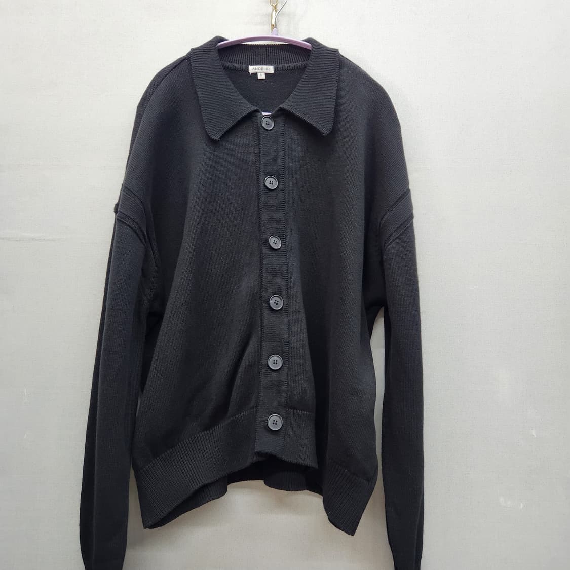 아노블리어 크롭 코튼 니트 오버핏 가디건 S(2XL) 상품이미지1