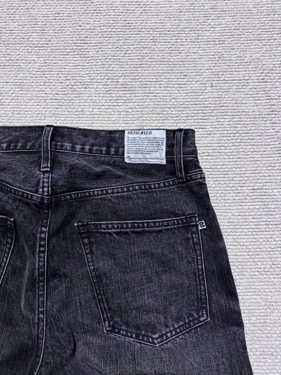 비헤비어 312R 셀비지 데님 팬츠 워시드 블랙 2 상품이미지6