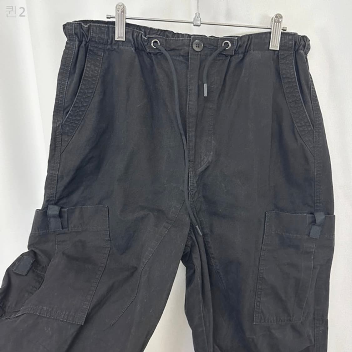 ZIZEMUSEUM 남자 밴딩 와이드 면 바지 검정 M 상품이미지3