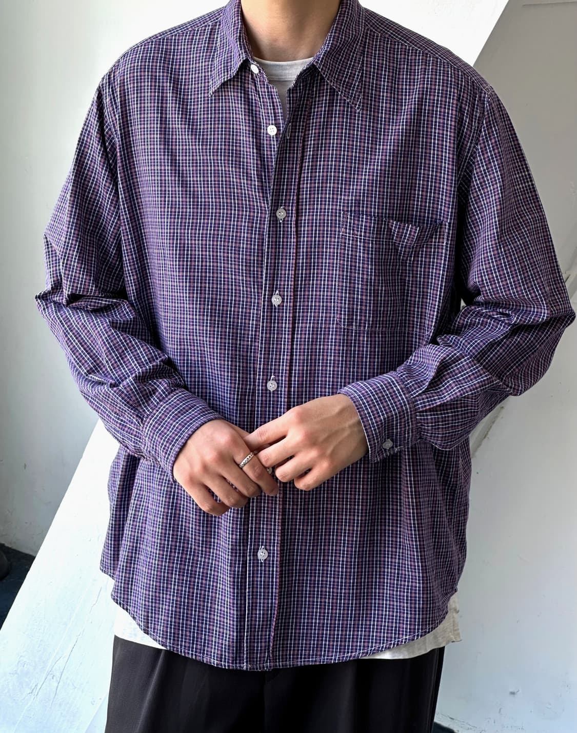 High count cotton check L/S shirt 상품이미지9