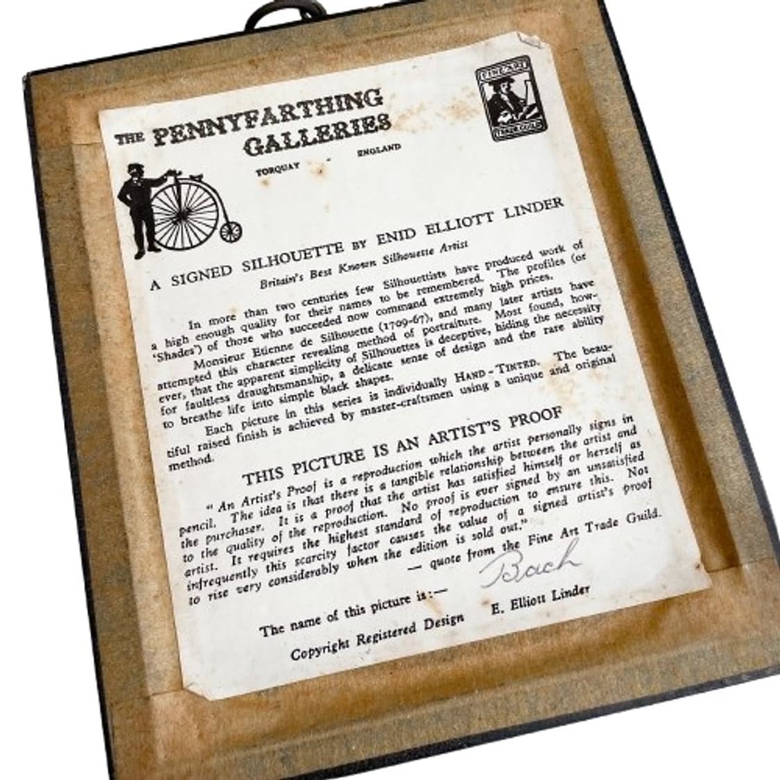 앤틱 바흐 아티스트프루프 실루엣 벽걸이 액자 상품이미지3