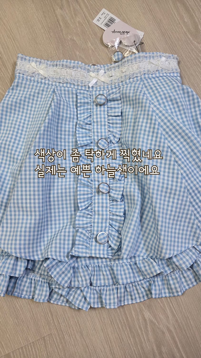 앙크루즈 리본 레이스 깅엄체크 스카판 치마바지 큐롯 상품이미지1