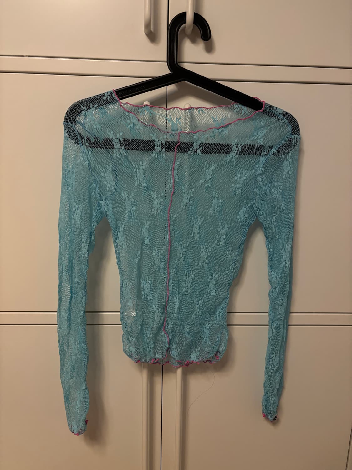 노피셜노피스 플라워 레이스 롱 슬리브 티셔츠 블루 상품이미지2