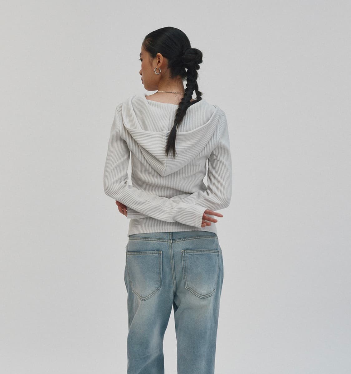 스웨이드 후드 립 집업 라이트 그레이 상품이미지8