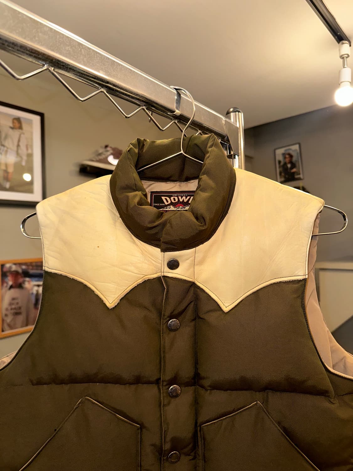 Sugar Cane leather yoke T/C down vest 상품이미지6