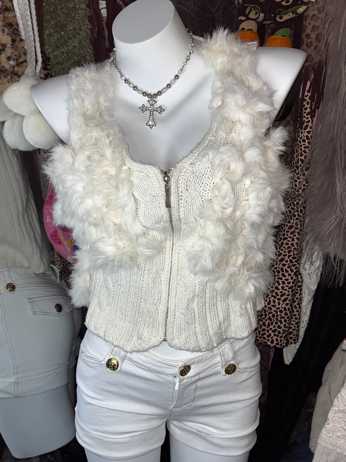 y2k 갸루 퍼 니트 베스트 집업 상품이미지3