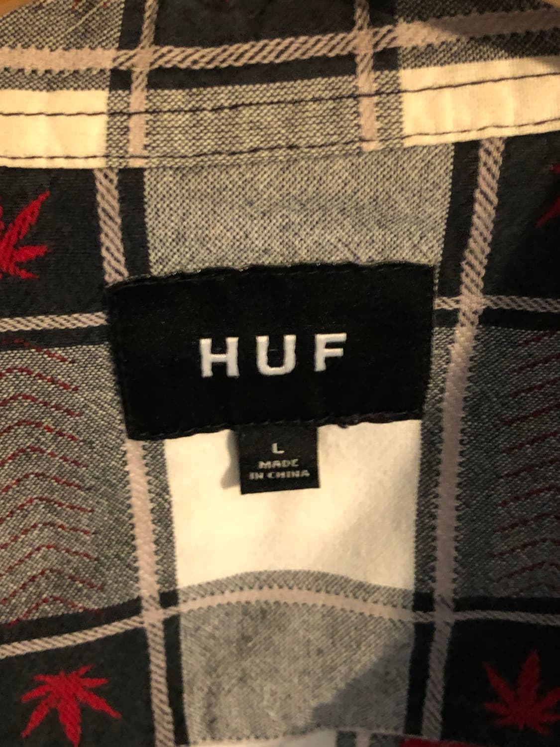 허프 블랙 화이트 체크 패턴 셔츠 L(100) 상품이미지3