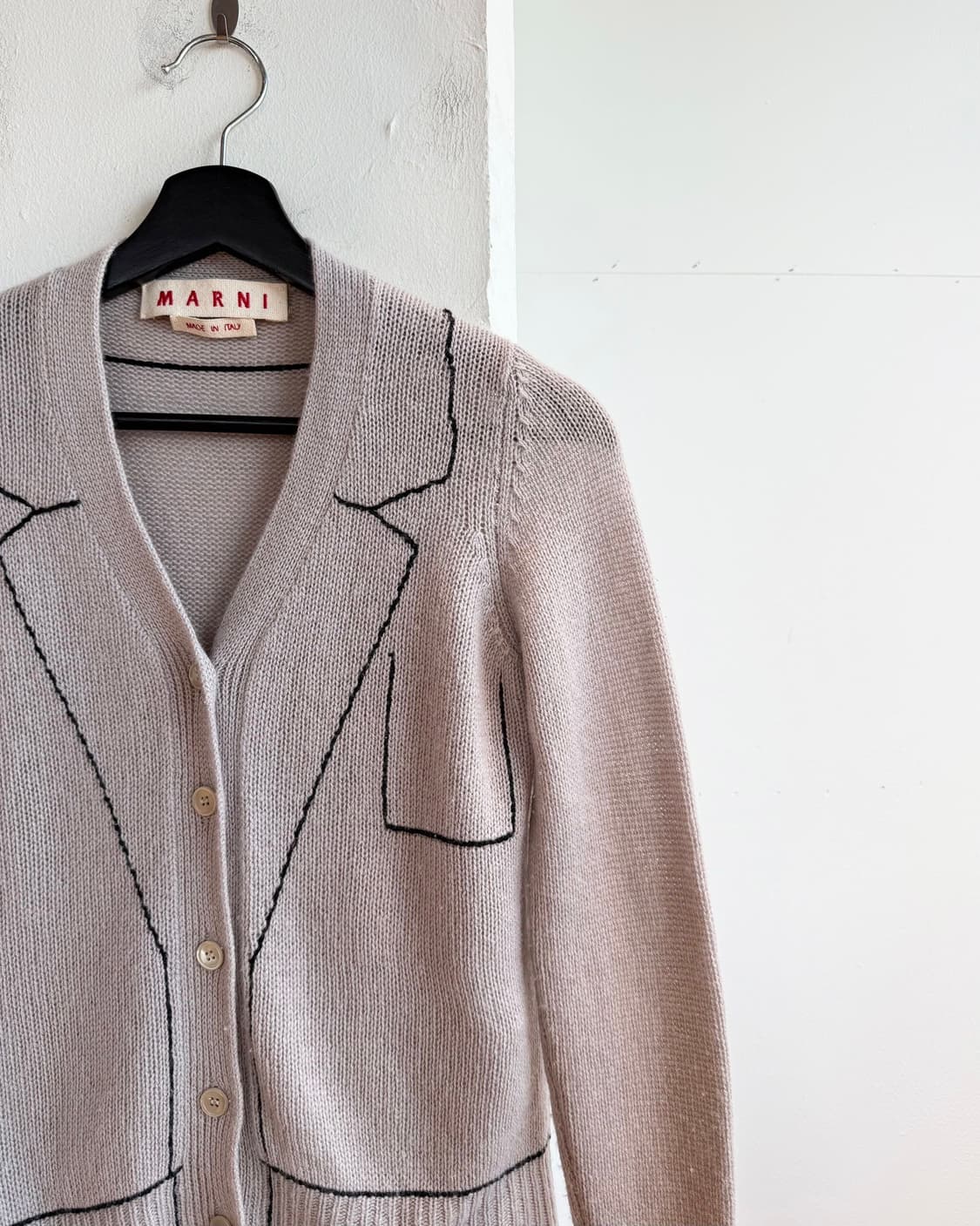 마르니 핑크 베이지 스티치 캐시미어 가디건  상품이미지5