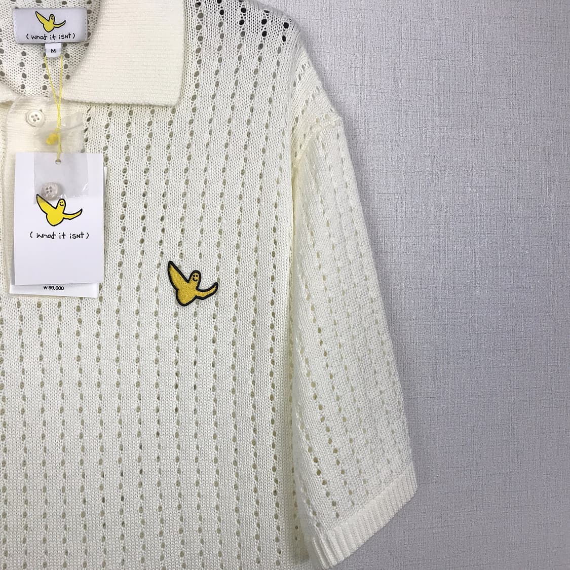 와릿이즌 마크곤잘레스 반팔 카라 니트 새상품 남성M 상품이미지3