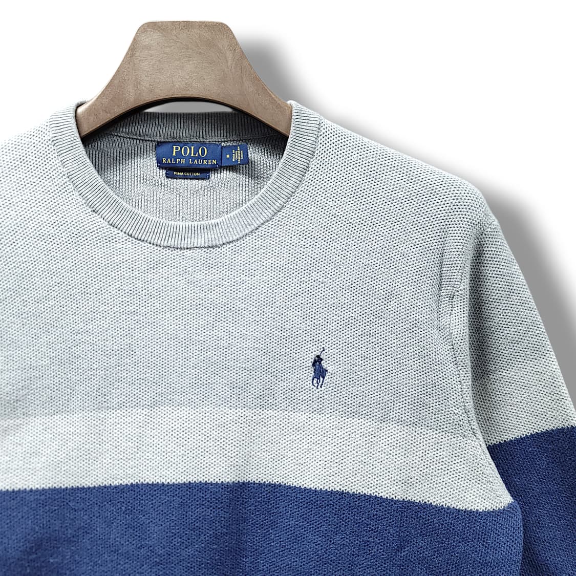 [M] 폴로 배색 스트라이프 피마코튼 니트 상품이미지4