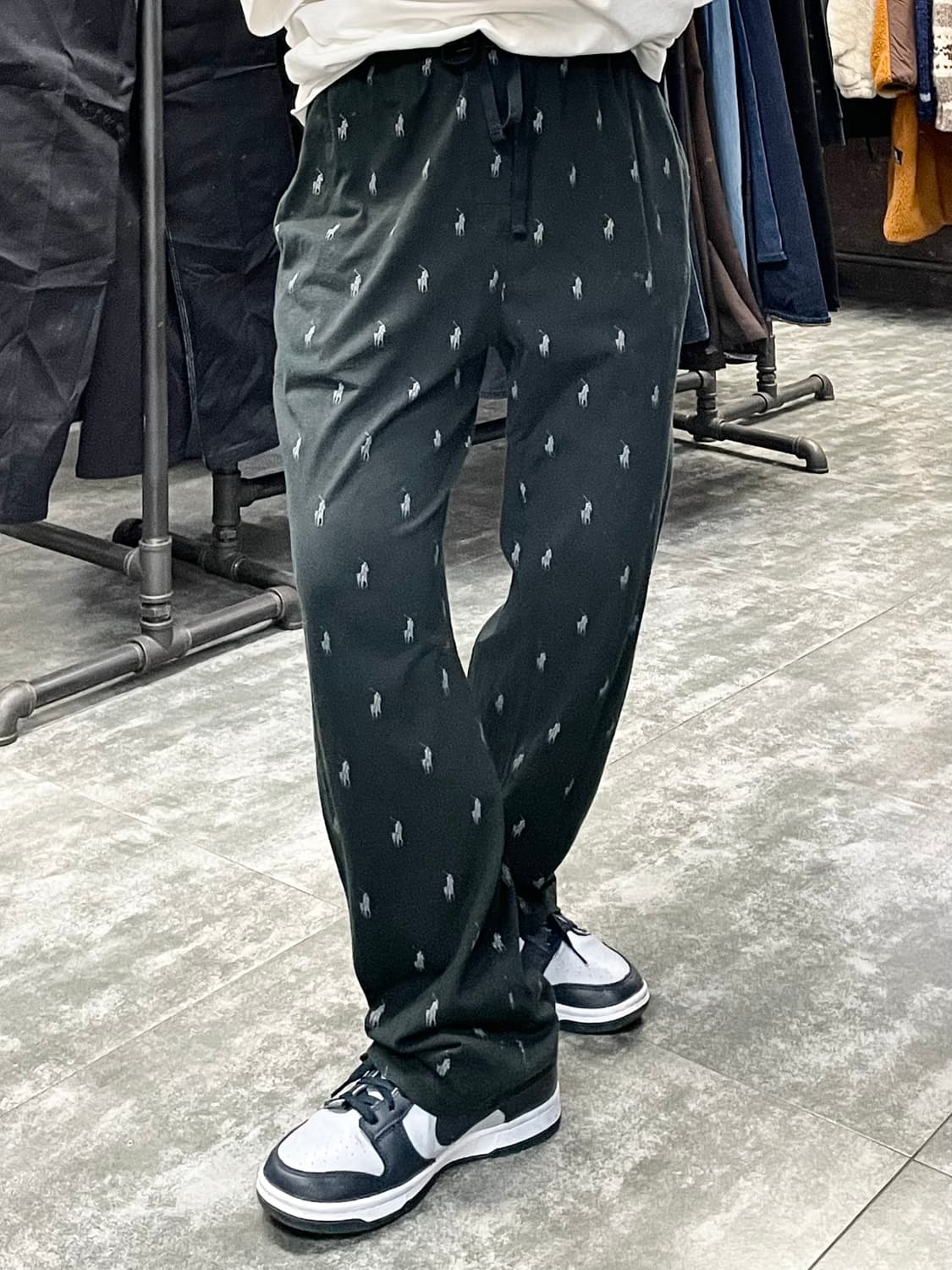 폴로 블랙 포니 패턴 파자마 팬츠 상품이미지1