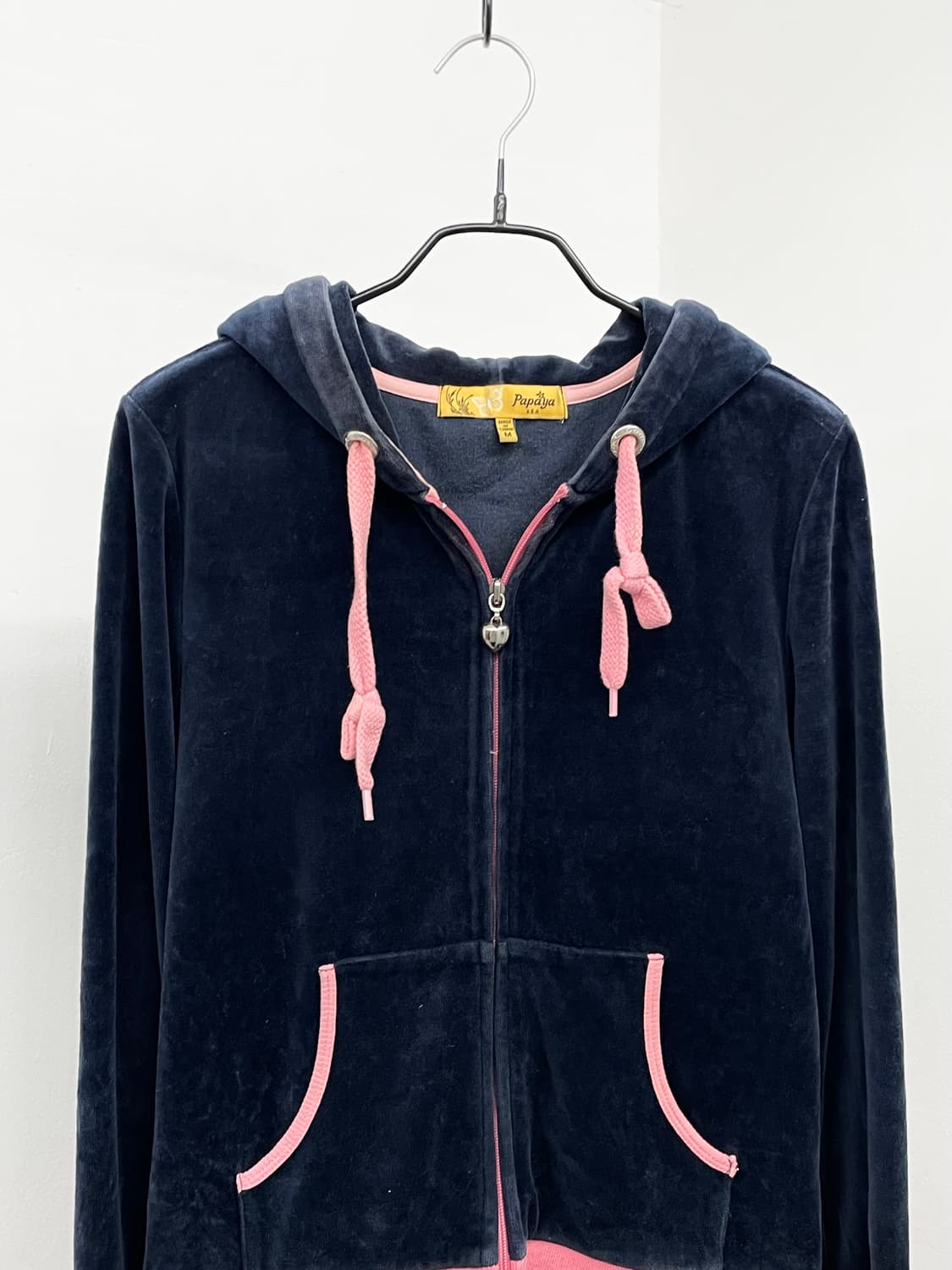 네이비 벨벳 핑크 하트 집업 상품이미지6