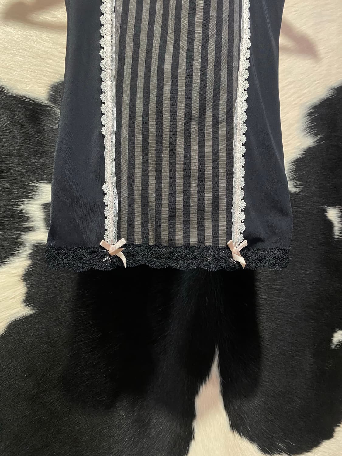 Japanese vtg 코르셋st 스트라이프 슬리브리스 상품이미지3