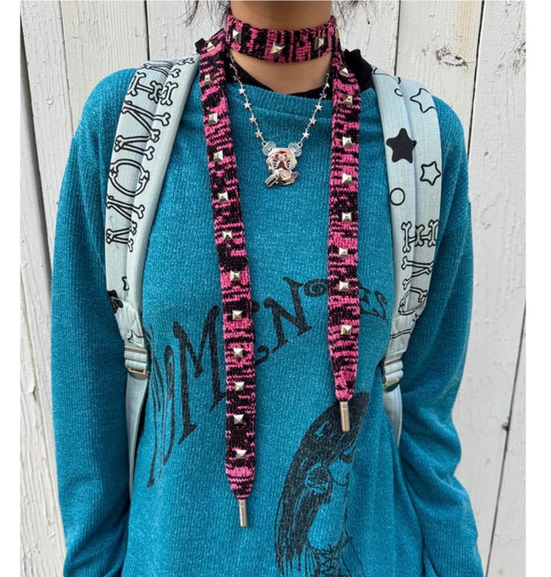 모멘텔 Studded Knit Necklace pink 상품이미지1