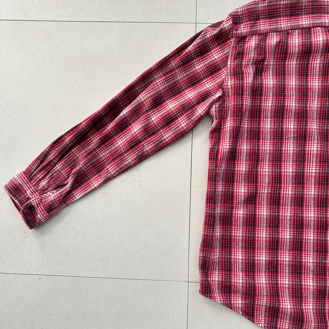 90s EDWIN 에드윈 빈티지 레드 체크 플란넬 셔츠 XL  상품이미지9