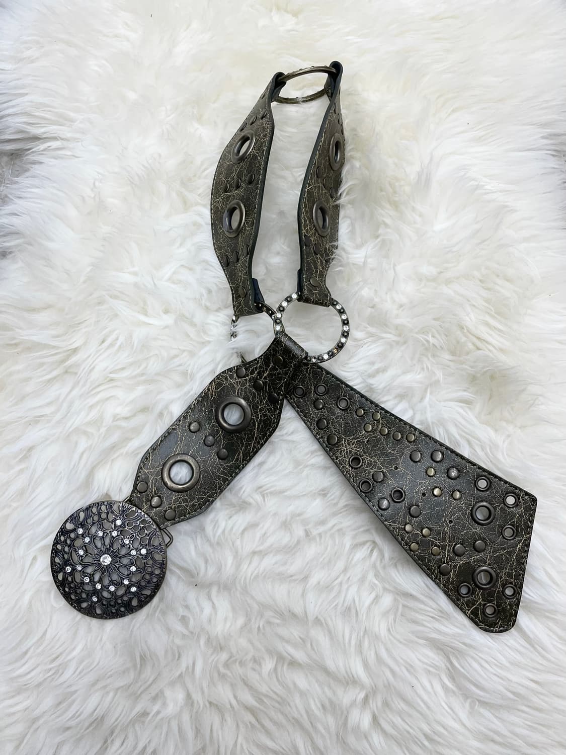 그런지 스터드 절개 버클 벨트 상품이미지4