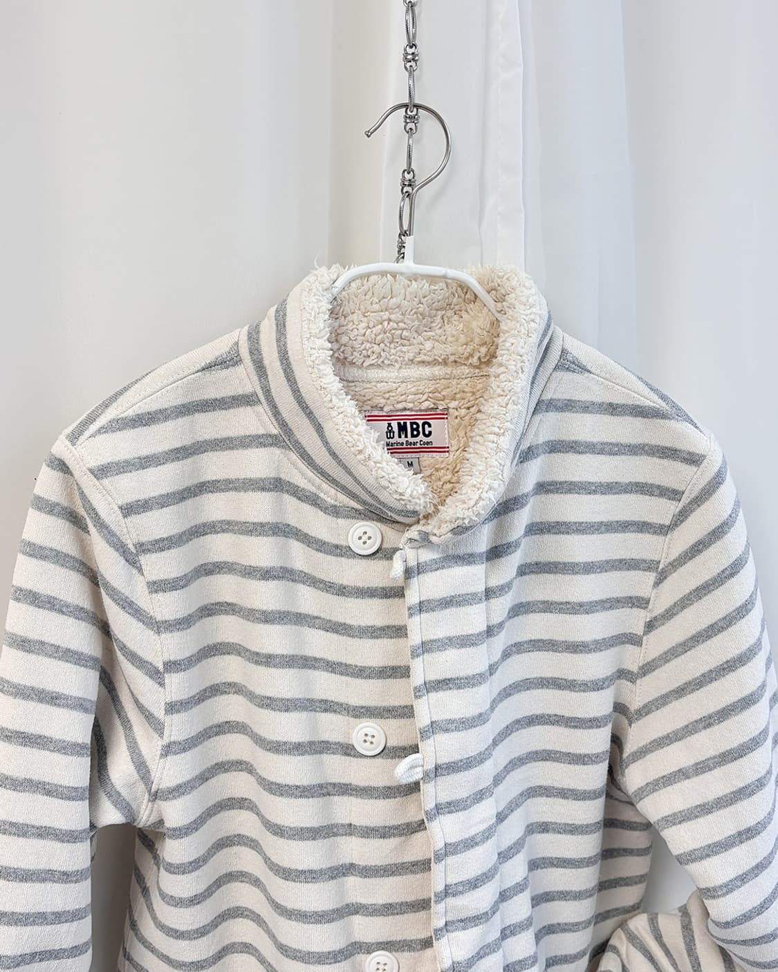 Marine Bear Coen grey stripe boa fur zip 상품이미지3