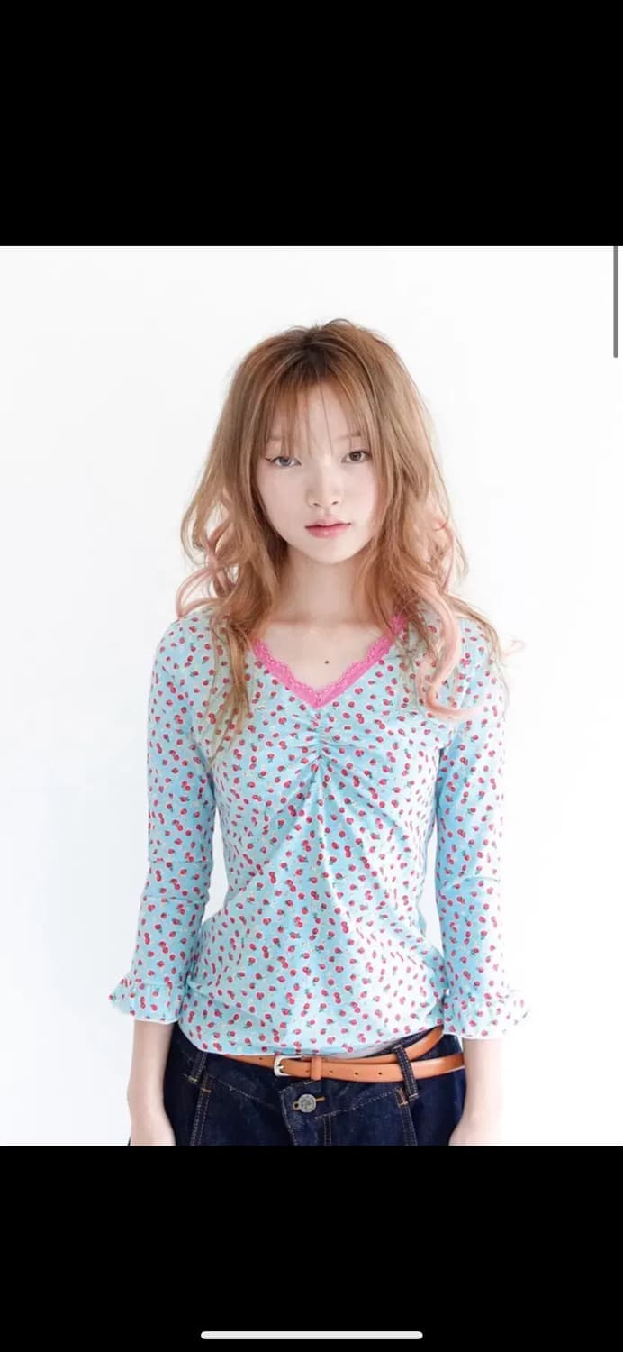 구해요)))) 샵페어리 스트로베리 레이스 탑 민트  상품이미지1