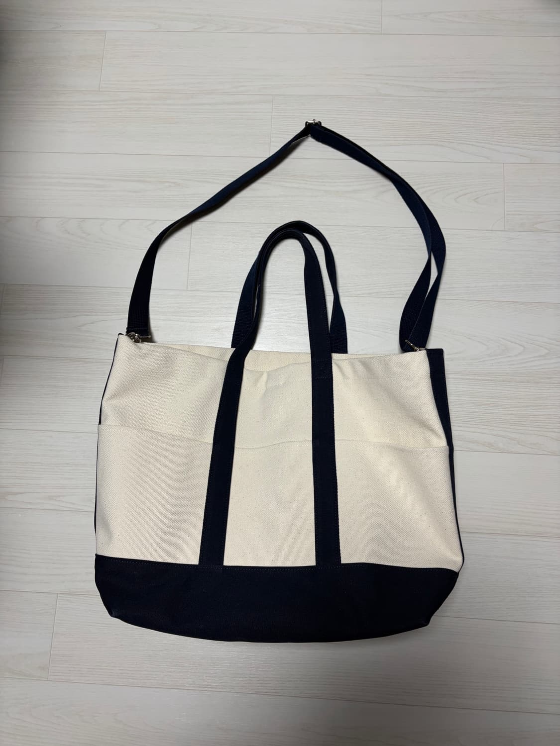 더프레치아 프리모 캔버스 토트백 네이비 L 상품이미지1