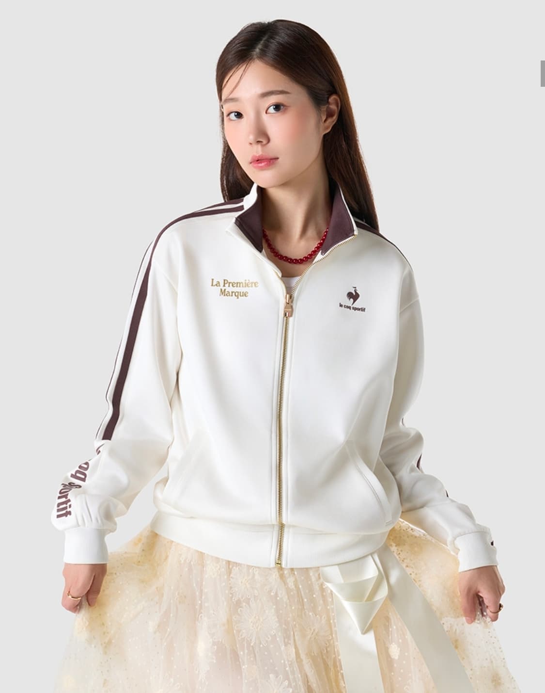 택O 새상품)) 르꼬끄 유니 선데이 루즈 트랙탑 집업 크림 상품이미지1