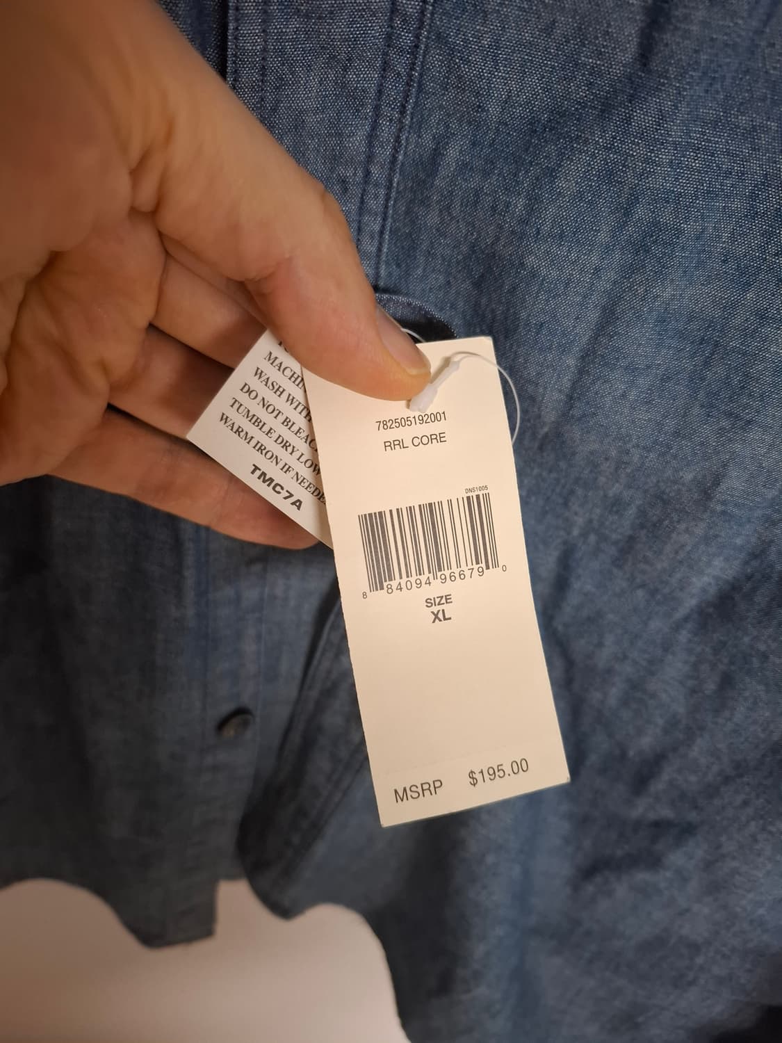 XL RRL 더블알엘 샴브레이 블루 데님 셔츠 상품이미지4