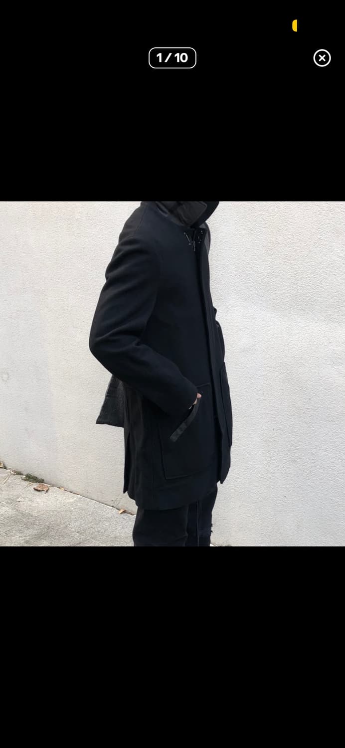 아르마니 하이넥 레더 포켓 코트 상품이미지1