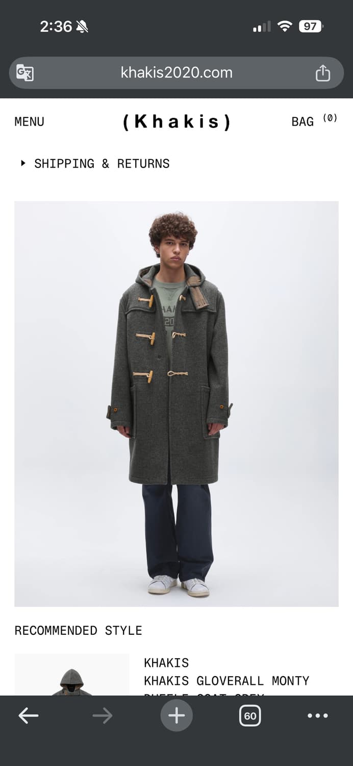 [L] 카키스X글로버올 더플코트 그레이 상품이미지2