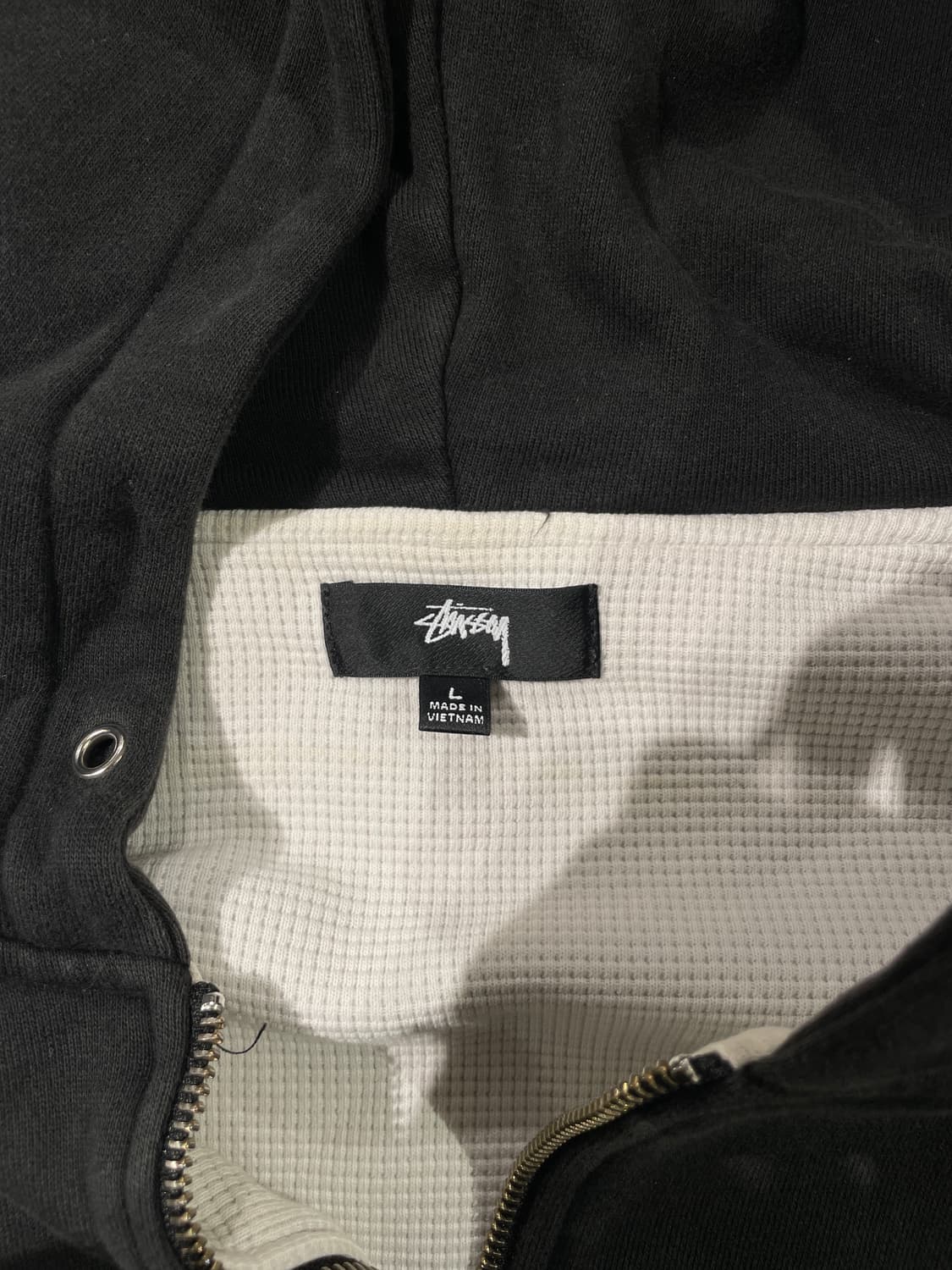 스투시 블랙 로고 투 웨이 후디 집업 상품이미지7