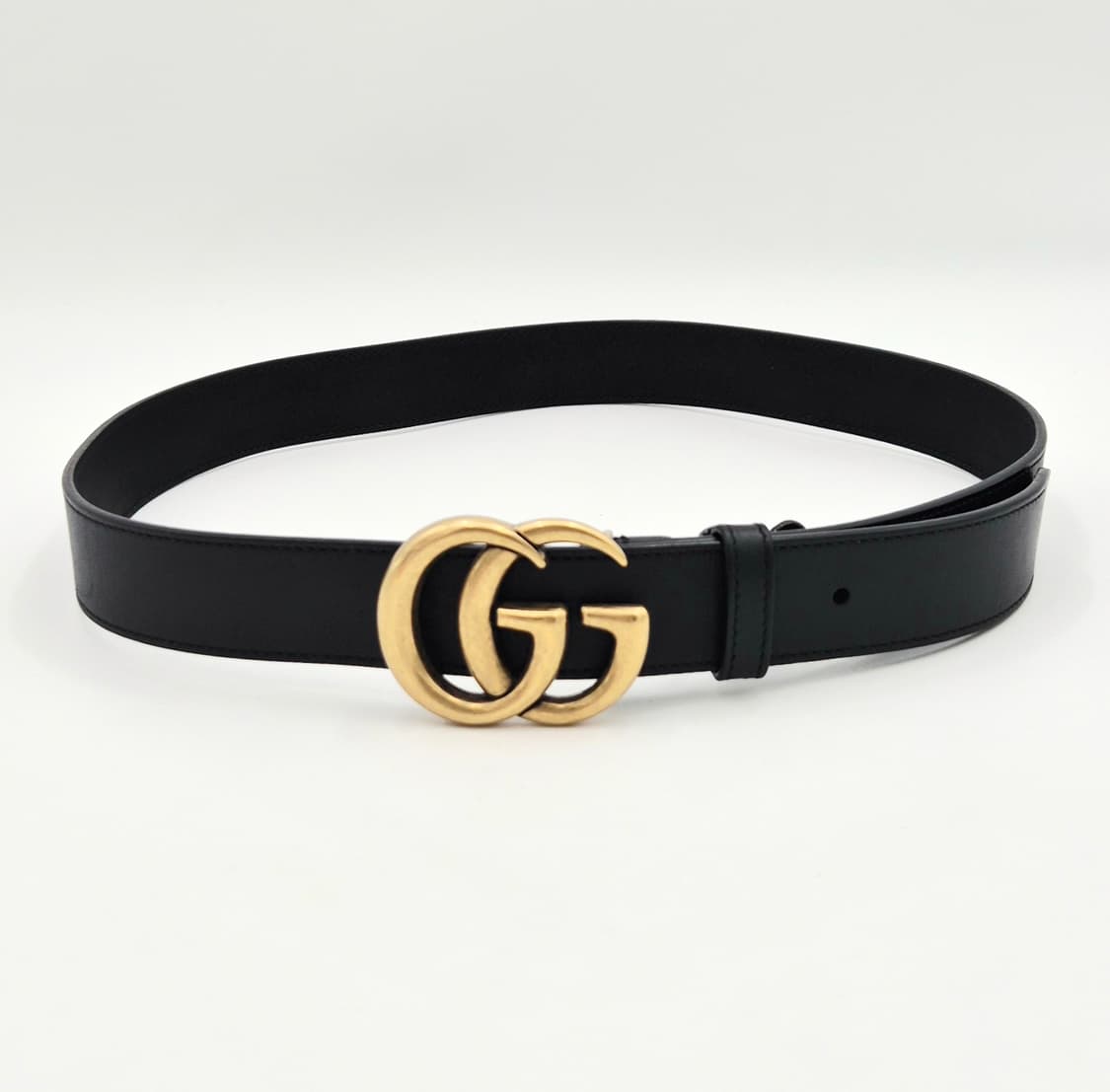 구찌 GG 마몽 블랙 레더 벨트 금장 414516 상품이미지1