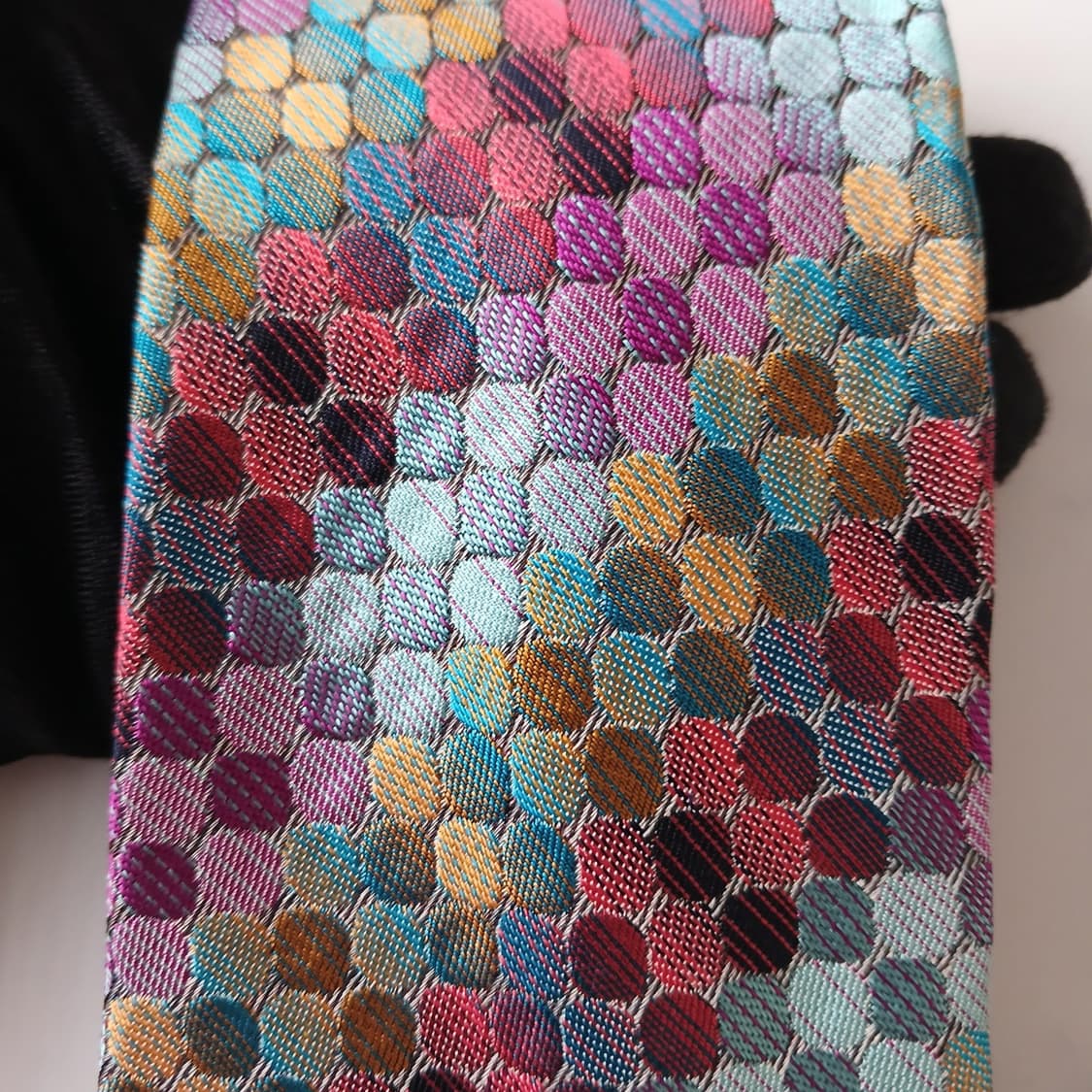 미쏘니 실크 멀티컬러 스케일 패턴 넥타이 8.8cm A+등급 A18850 상품이미지7