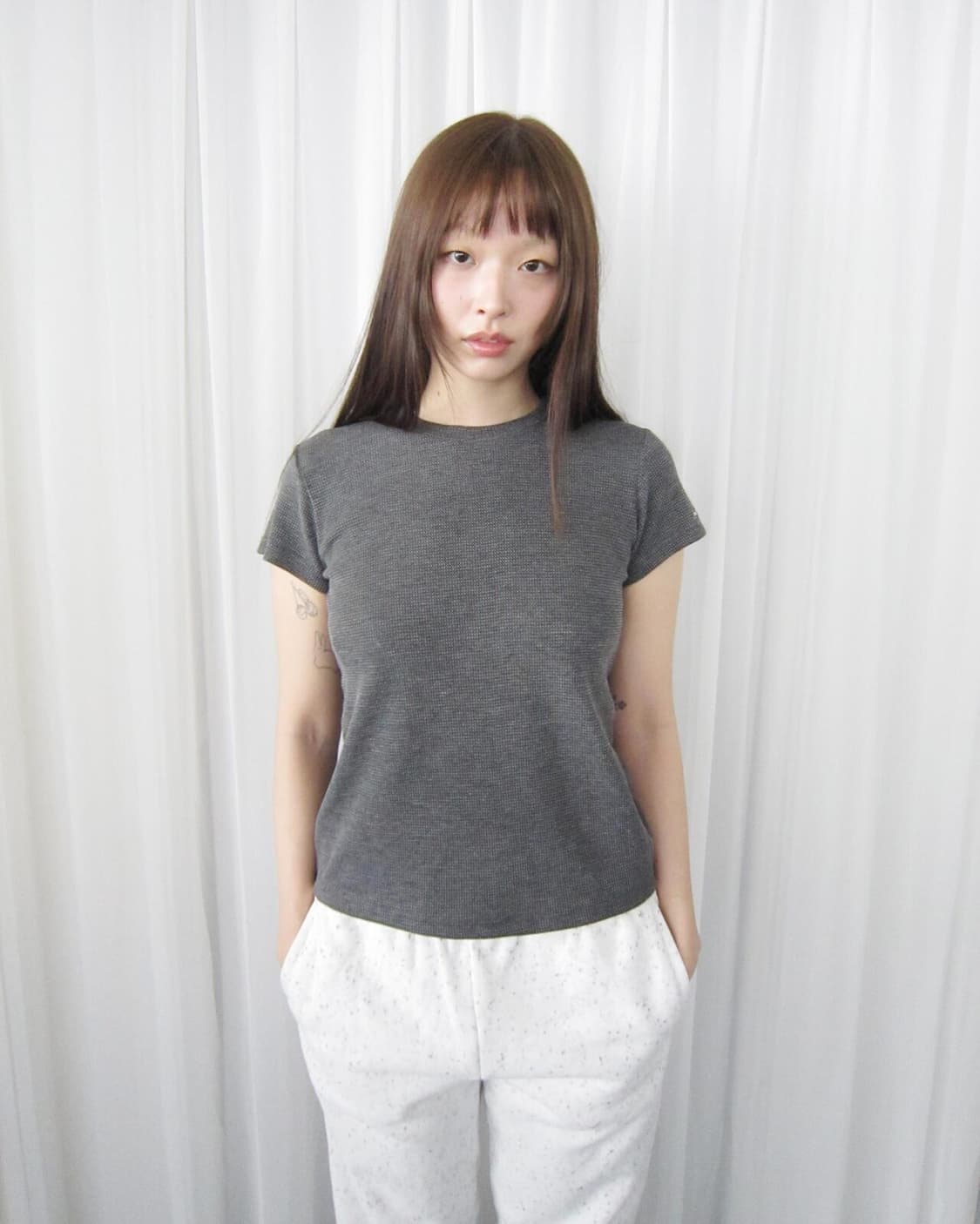 지초이 컴포트 25-001 WAFFLE FITTED T-SHIRT 상품이미지1
