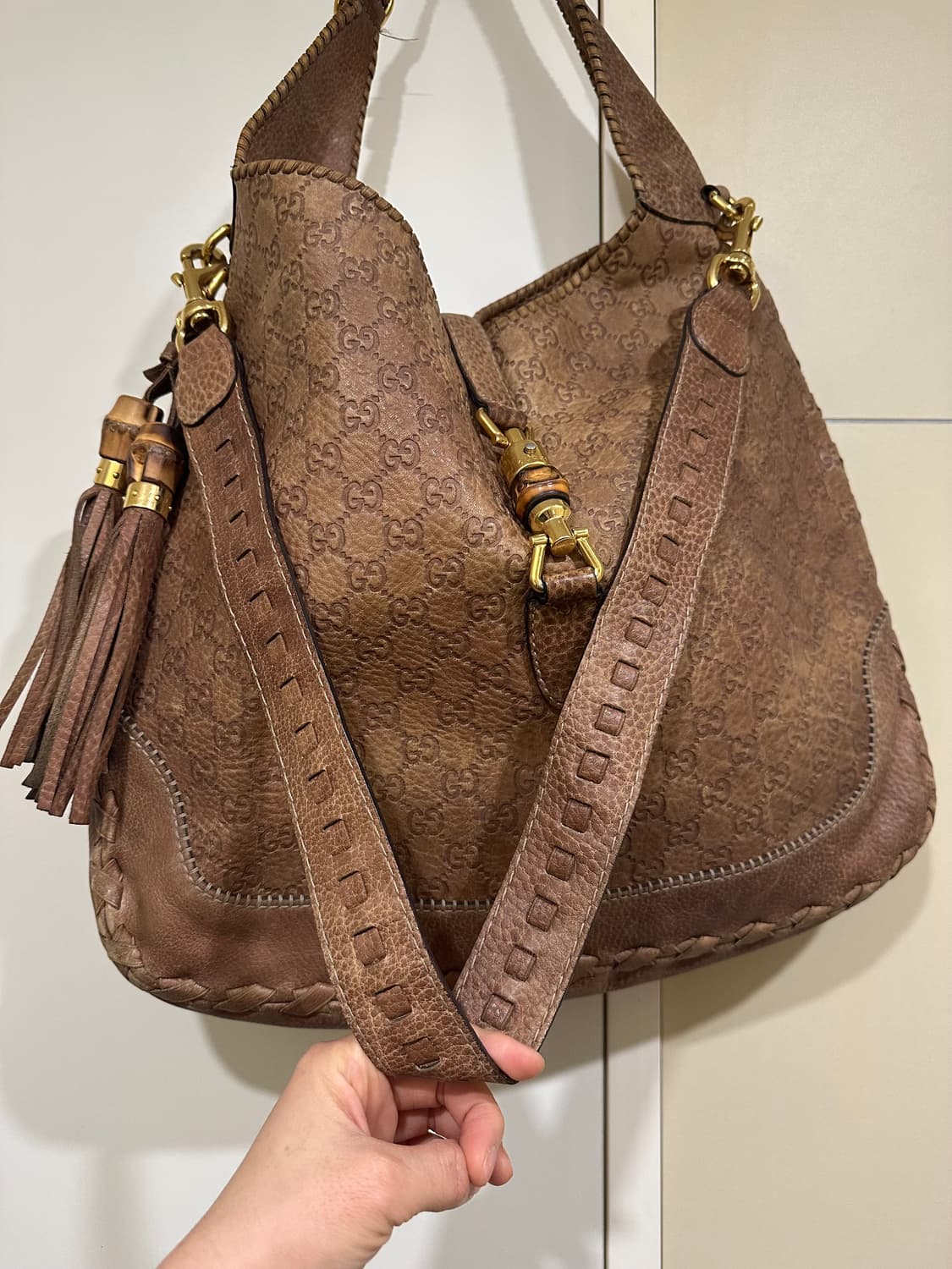 구찌 Gucci 시마 레더 뉴재키 숄더 겸 크로스백 상품이미지4