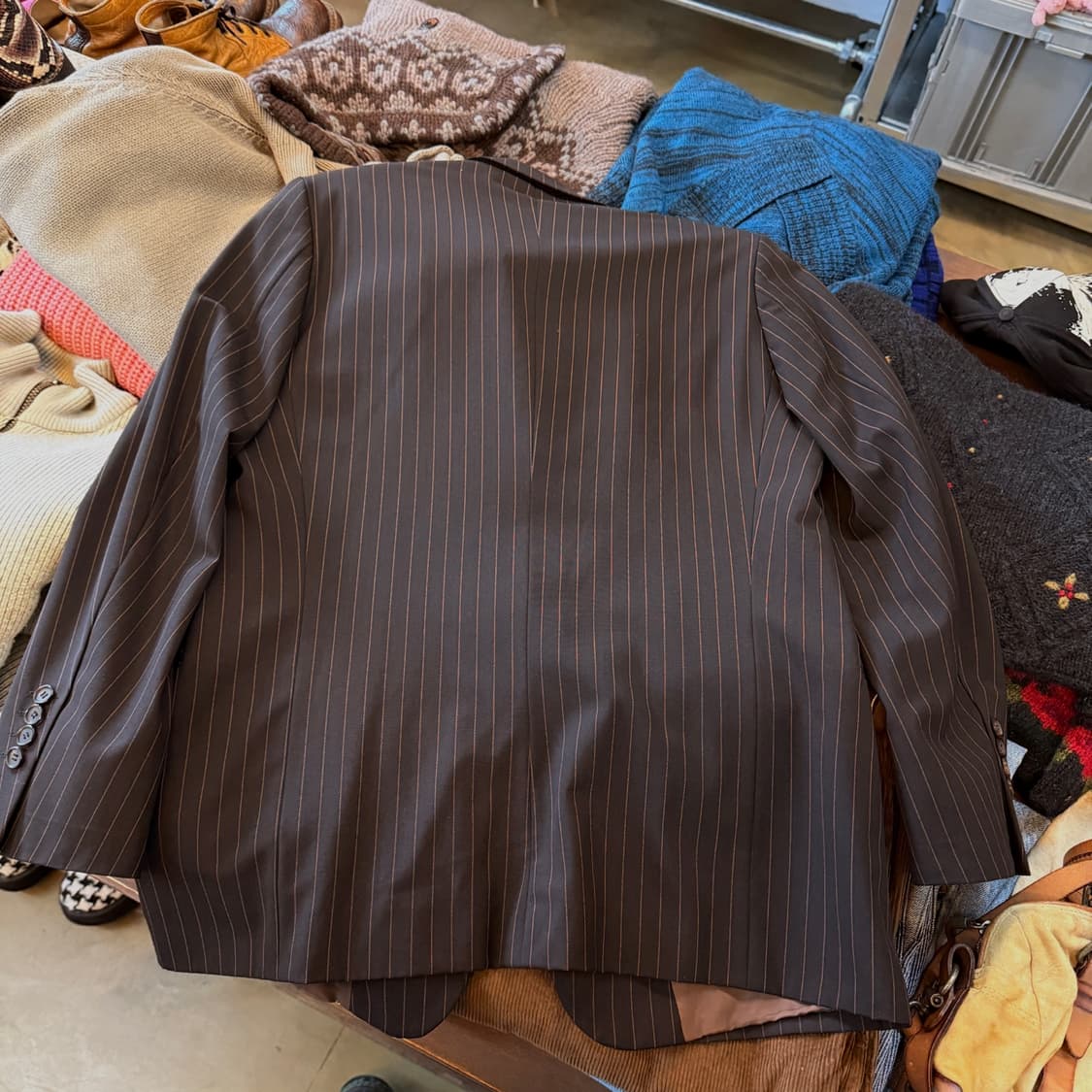 90S 휴고보스 USA 아인슈타인/시그니처 스트라이프 3버튼 블레이저 상품이미지5